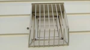 Picture of a Defender brand bird guard on a dryer vent. This was from a bird guard installation in Germantown, MD.