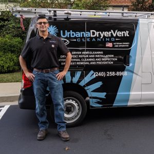 Urbana Dryer Vent Cleaning technician and van