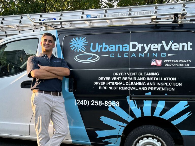 Dryer Vent Cleaning in Leesburg, VA. Urbana Dryer Vent Cleaning Company at dryer vent cleaning job in Leesburg.