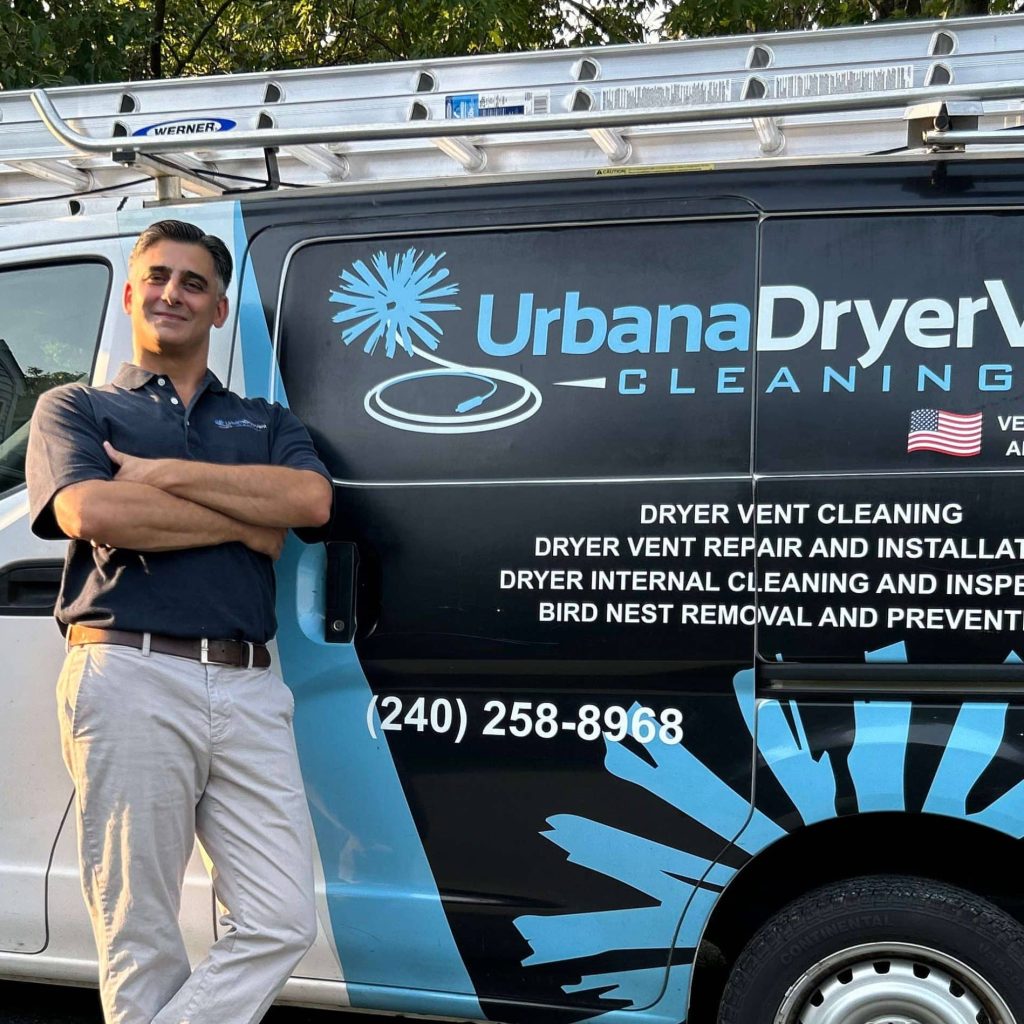 Dryer Vent Cleaning in Aspen Hill, MD. Urbana Dryer Vent Cleaning Company at dryer vent cleaning job in Aspen Hill, MD.