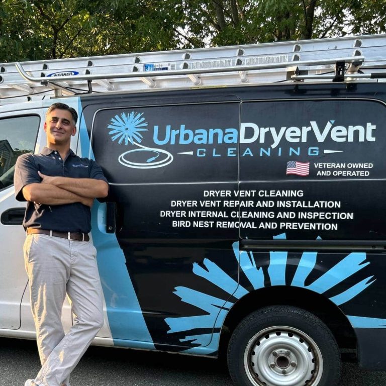 Picture of Urbana Dryer Vent Cleaning owner with Company van